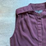 Michael Stars  Burgundy Band Collar Sleeveless Pleated Shoulder Shirt Dress Sz S Photo 4