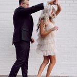 Anthropologie MAEVE by  Tiered Tulle Mini Dress in Taupe Size Large Photo 2