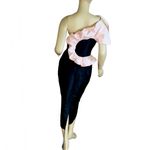 Gunne Sax VINTAGE 1980'S  BLACK W/PINK SHOULDER RUFFLE FORMAL DRESS (S) Photo 2