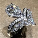 2Ct Lab Created Marquise Cut CZ Diamond Women Wedding Ring 14k White Gold Plated Silver Photo 7
