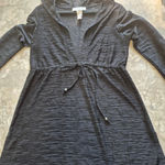 J. Valdi Y2K beach boho summer Long Sleeve Hooded Swim Cover Up with Drawstring Black Photo 0