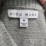Miou Muse Top Womens Size Medium Grey Sleeveless Mock Neck Ribbed Knit‎ Gray Photo 4