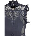 ASOS  High Neck Long Black Lace Short Sleeve Dress Women’s Size 4 Photo 3