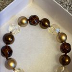 Macy's Elegant Brown and Gold Beaded Bracelet Photo 1