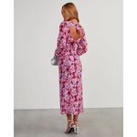 Lush Clothing Lush Pink Red Multicolor Floral Twist Cutout Long Sleeve Midi Maxi Dress Size XL Photo 4