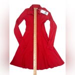 ZARA Red Ribbed knit Long Sleeve polo mini skater Dress Photo 2