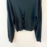 John + Jenn Black Sweater Round Neck Lace up Back Detail Pullover Size Large Photo 6