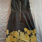 Elie Tahari  Black Dress with Gold Floral Accents Photo 2