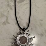 Handmade Necklace Rose Quartz Sun Pendant w Faux Leather Cord New Photo 1