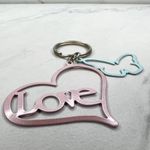 Pastel Pink and Blue Heart Love Butterfly Cut Out Keychain Keyring Photo 1