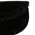 Vintage 60s Black Crushed Velvet Beaded Half Moon Clutch Evening Bag MCM Deco Photo 7