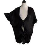 Victoria's Secret  Short Kimono Love Robe One Size Black Ruffle Loungewear Pajama Photo 2