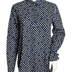 J Crew Shirt Womens 4 Floral Popover Blouse Navy Blue White Flower Bud Print Photo 0