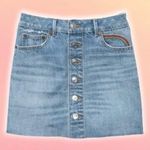 American Eagle Pride NWT Super Hi-Rise A-Line Denim Skirt Size 00 Raw Hem Photo 1