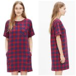 Madewell  Women's Red‎ Short-sleeve In Edina Plaid Dress Size XS NEW Photo 4