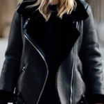 ZARA  Black Faux Leather Faux Fur Collar Shearling Belted Moto Motorcyle Jacket Photo 0