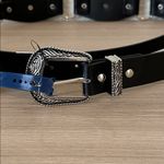 White Mountain  Black Belt with Turquoise pearls and silver accents and buckle Photo 4