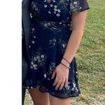 Francesca's Navy Blue Floral Wrap Dress Photo 1