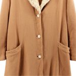 Y2K Farina 2 Penny Lane Faux Fur Trim Trench Coat Old Money Mob Wife M/L Tan Size M Photo 3