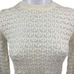 ASTR  Cream Crochet Knitted High Neck Long Sleeve Pullover Crop Sweater Top XS Photo 10