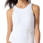 Tommy Bahama  Womens Cable Beach High Neck Belted White One Piece Swimsuit Size 4 Photo 2