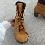 Timberland  Women's Anime Heeled Boots Size Lace Up Wheat Nubuck 3" Heel Photo 5