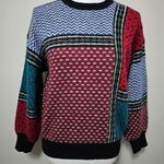 Vintage Northern Isles Blue & Red Scandinavian Wool Blend Sweater Size Large Photo 0