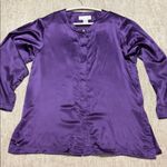 12 Large women's Vintage 100% Silk purple satin tunic button up Sheri Photo 0