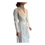 Vintage Ivory Wrap Gown w/ Rosette Detail ILGWU USA and hat wedding Dress XS Photo 14