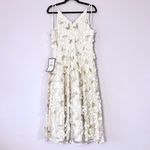 XScape 3D Floral Appliqué Midi Dress in Champagne Size 10 Photo 3