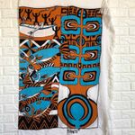 Tahiti wrap with fringe 56” x 45” swim cover up Turquoise Orange‎ Design Print Blue Photo 1
