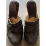 Michael Kors  Leather Studd Wood clogs Luggage Brown Platform Heels Womens Size 4 Photo 14