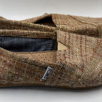 Toms Tweed Slip On Casual Comfort Shoes Flats Loafers Womens Size 7 Tan Woven Photo 0