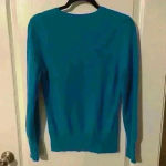 Apt. 9  Woman’s Blue 100% cashmere v-neck‎ pullover sweater size L Photo 1
