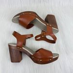 a.n.a  VIsta Platform Chunky Heel Clog Ankle Strap Open Toe Sandals Size 10 Brown Photo 3