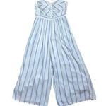 American Eagle  Outfitters White Striped Wide Leg Jumpsuit | U.S. Woman’s Small Photo 0