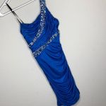 Blue Beaded One Shoulder‎ Prom Dress Size XS Photo 5