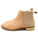 Toms Ella Chelsea Boots Skip On Booties in Honey Leather Faux Shearling Size 9.5 Photo 4