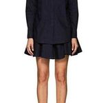 Derek Lam 10 Crosby Navy Collared Poplin Shirt Dress Pleated School Girl Blue Size 0 Photo 0