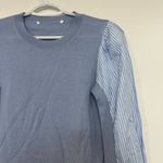 Veronica Beard  Adler Sweater XS 100% Merino Wool Blue Mixed Media Striped Photo 3