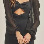 NWOT Cut Out Mini Dress with Sheer Balloon Long Sleeves Black Photo 0