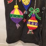 {S} Christmas Ornaments Sweater Vest Beaded Embroidered Holiday Season Black Photo 2