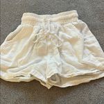 High Waist White Drawstring Shorts Photo 0