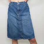 Polo Vintag 90s Jeans Co. Ralph Lauren Denim Knee Skirt with Embroidered Pocket Photo 2