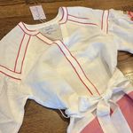 Fairylina NWT White and Pink Embroidered Maxi Dress, color block, belted, s Photo 1