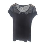 New York And Company Black Lace Short Sleeve Top Goth Alt Size Medium Photo 1