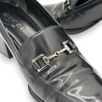 Gucci  Black Horsebit Leather Loafers Sz 8 Square Toe Classic Luxury Italy Heel Photo 3