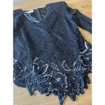 Laurence Kazar  Black Silk Beaded Blouse Shirt Top Evening Size Small‎ Luxury Photo 4