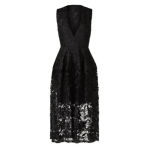 Nicholas Deep V Neck Floral Lace Midi Dress Black Size 2 Photo 2
