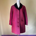 Givenchy Vintage  Boutiques Fuchsia Quilted Coat Velvet Collar Japan Sz 38‎ Photo 2